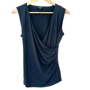 Talbots Black Sleeveless Surplice Top, sleeveless, stretch knit